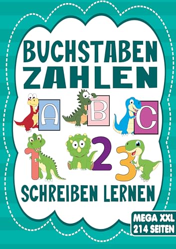 Buchstaben & Zahlen Schreiben – Das Dino Lernheft für Kinder ab 4 Jahren: Vorschule Übungsheft mit Dino-Motiven - Das perfekte Vorschulbuch für Jungen ab 4 Jahren. Einfach Buchstaben & Zahlen lernen. von Lucid Page Media
