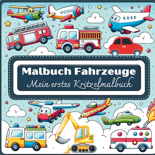 Malbuch Fahrzeuge – Mein erstes Kritzelmalbuch: 55 Fahrzeuge zum Kritzeln, Staunen und Ausmalen für Kinder ab 2 Jahren. von Lucid Page Media