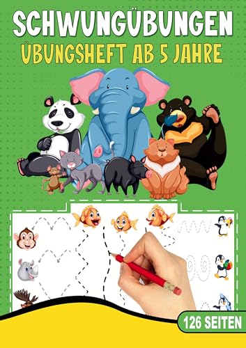 Schwungübungen Übungsheft ab 5 Jahre – Das Tier Lernheft für Kinder: Vorschule Übungsheft mit Tiermotiven - Das perfekte Vorschulbuch für Jungen und ... zur Vorbereitung auf das Schreiben. von Lucid Page Media