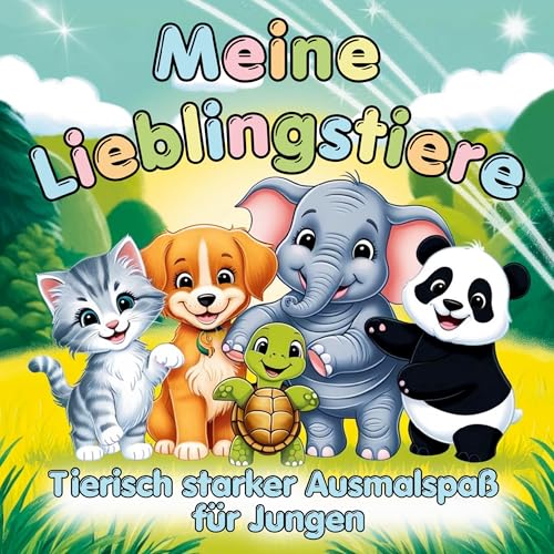Tierischer starker Ausmalspaß für Jungen ab 3 Jahren - Meine Lieblingstiere: Über 50 lustige Tiere mit Namen und Reimen – ein kreatives Ausmalbuch für kleine Entdecker. von Lucid Page Media