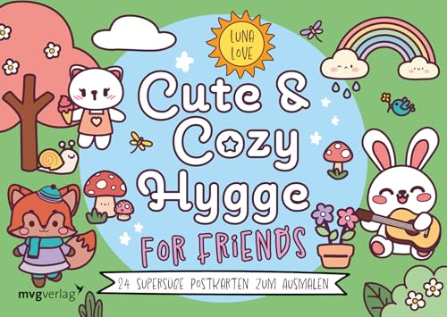 Cute & Cozy Hygge for Friends: 24 supersüße Postkarten zum Ausmalen | Passend zum supersüßen Malbuch Cute & Cozy Hygge for Friends von mvg Verlag