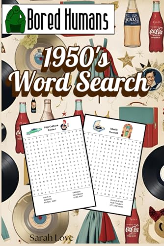 1950's Word Search Puzzle Book, 50 Puzzles 6"x9" Portable Book: Bored Humans Puzzle Book von Independently published