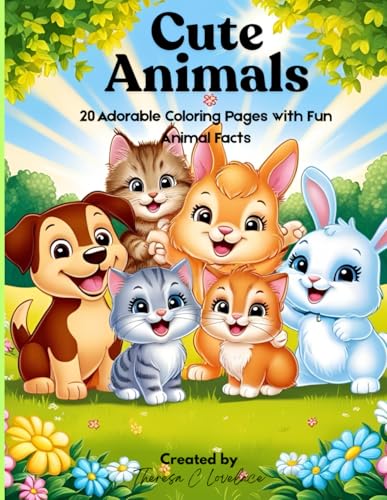 Cute Animals: 20 Adorable Coloring Pages with Fun Animal Facts for Kids Ages 4-8: Easy-to-Color Pages Featuring Farm Animals, Forest Animals and More von Independently published