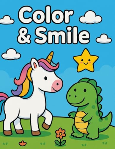 Color & Smile: 24 playful scenes with animals, dinosaurs, unicorns, and more! von Independently published