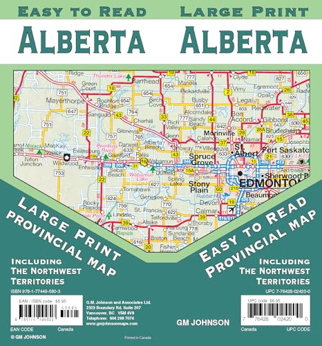Alberta Large Print / North West Territories, Canada Province Map