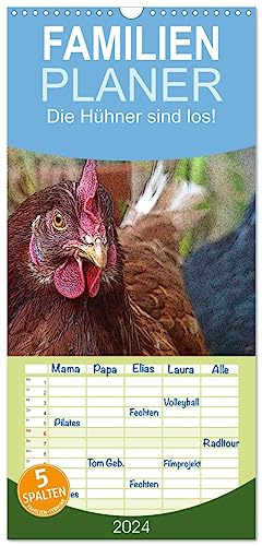 Familienplaner 2024 - Die Hühner sind los! mit 5 Spalten (Wandkalender, 21 cm x 45 cm) CALVENDO