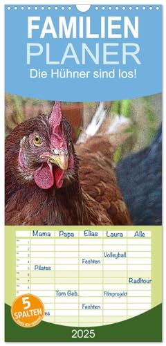 Familienplaner 2025 - Die Hühner sind los! mit 5 Spalten (Wandkalender, 21 cm x 45 cm), CALVENDO