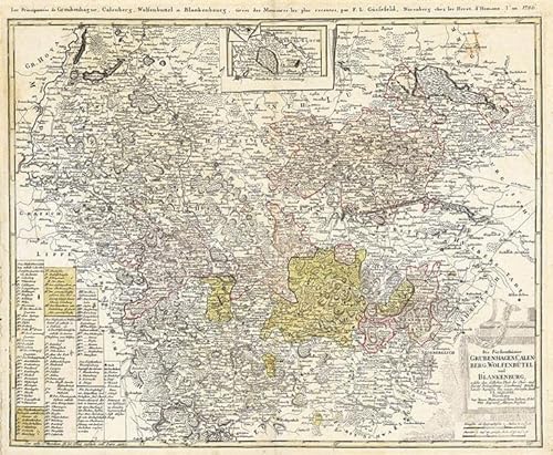 Historische Karte: Fürsthenthümer Grubenhagen, Calenberg, Wolfenbütel, Blankenburg mit dem Harz. 1786 (Plano): Die Harzregion befindet sich in der Mitte der Karte von Verlag Rockstuhl