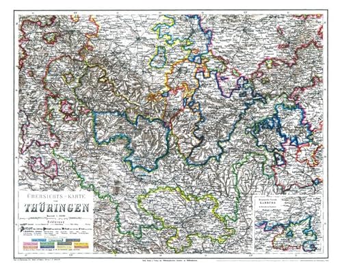 Übersichts-Karte von Thüringen, 1864 [zeigt Südthüringen] gerollt