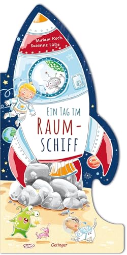 Ein Tag im Raumschiff: Großformatiges Pappbilderbuch in Raumschiff-Form mit einem lustigen Abenteuer im Weltall für Kinder ab 2 Jahren (Das riesengroße Wimmelbuch)