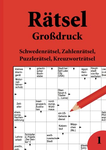 Rätsel Großdruck: Schwedenrätsel, Zahlenrätsel, Puzzlerätsel, Kreuzworträtsel von udv