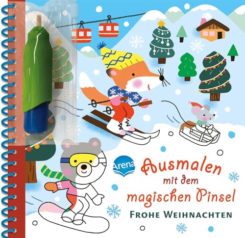 Ausmalen mit dem magischen Pinsel. Frohe Weihnachten: Malbuch mit Wassertankstift für Kinder ab 3 Jahren von Arena