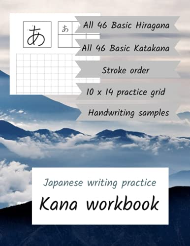 Kana Workbook: practice sheets for 46 basic Hiragana and 46 basic Katakana with stroke order and 9 sample handwriting styles (Japanese Writing Practice Workbooks, Band 1) von Independently published