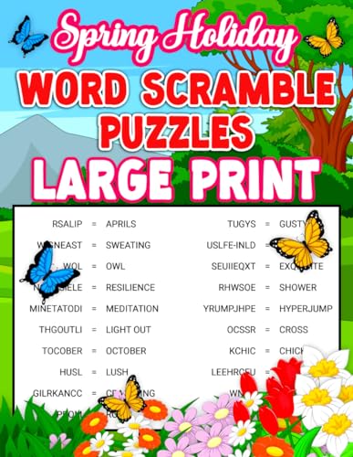 Spring Holiday Word Scramble Puzzles Large Print: Spring Themed Word Scramble Puzzles Book For Kid With Solution von Independently published