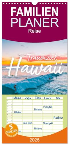Familienplaner 2025 - Hawaii Traumziel mit 5 Spalten (Wandkalender, 21 cm x 45 cm), CALVENDO