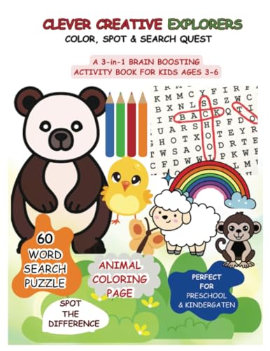 Clever Creative Explorers: A 3-in-1 Brain Boosting Activity Book for Kids Ages 3-6 von PublishDrive