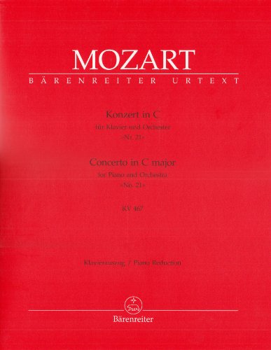 BARENREITER MOZART W.A. - KONZERT N°21 IN C FUR KLAVIER UND ORCHESTER KV467 - KLAVIERAUSZUG Klassische Noten Klavier