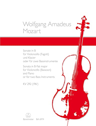 BARENREITER MOZART W.A. - SONATE B-DUR NACH KV 292(196 C)