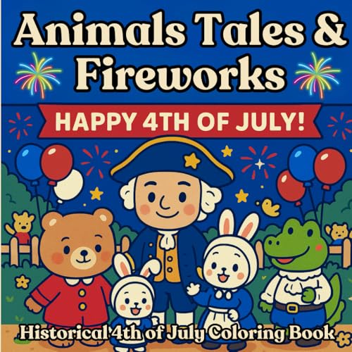 Historical 4th of July Coloring Book for Kids: Animals Tales & Fireworks: Bold & Easy Coloring (Coloring Book for Kids 3-8) von Independently published