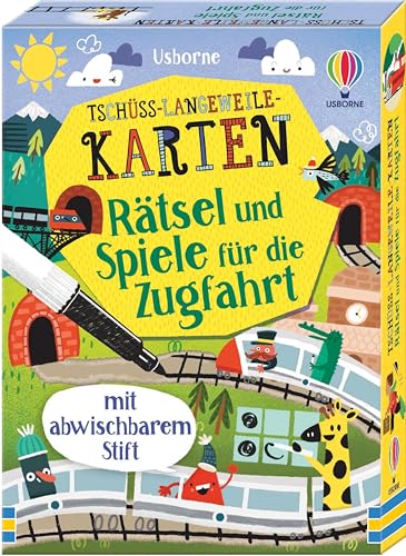 Tschüss-Langeweile-Karten: Rätsel und Spiele für die Zugfahrt: mit abwischbarem Stift (Tschüss-Langeweile-Reihe)