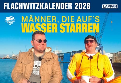 Männer, die aufs Wasser starren - Flachwitzkalender 2026: Tagesabreißkalender von RIBTIDE | Witzekalender mit dem Instagram-Duo aus Bremerhaven | Jeden Tag ein neuer Dad Joke Männer, die aufs Wasser starren - Flachwitzkalender 2026: Tagesabreißkalender von RIBTIDE | Witzekalender mit dem Instagram-Duo aus Bremerhaven | Jeden Tag ein neuer Dad Joke von Lappan