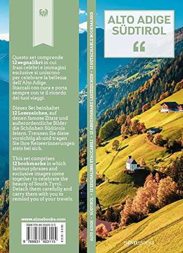 Lesezeichen-Set Alto Adige - Südtirol: 12 Lesezeichen im Set (Leszeichen-Set) von SIME BOOKS