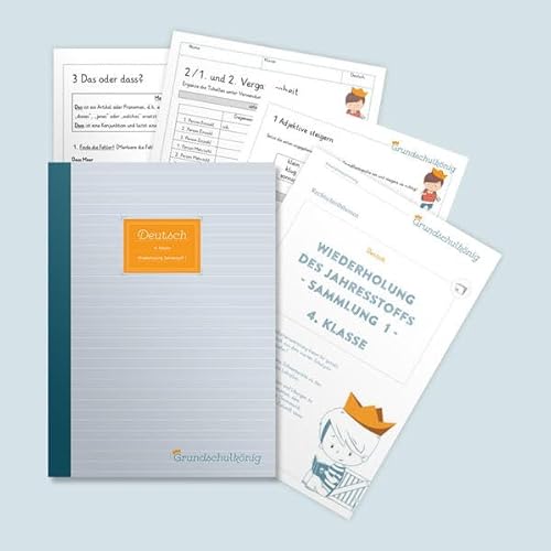 Grundschule - Deutsch, 4. Klasse: Wiederholung des Jahresstoffs - Teil 1: Deutsch, 4. Klasse, Arbeitsblättersammlung mit Lösungen