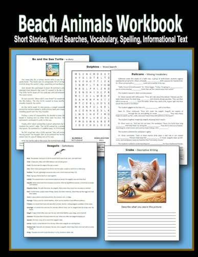 Beach Animals Workbook - Short Stories, Word Searches, Vocabulary, Spelling, Informational Text von Independently published
