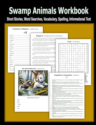 Swamp Animals Workbook - Short Stories, Word Searches, Vocabulary, Spelling, Informational Text von Independently published