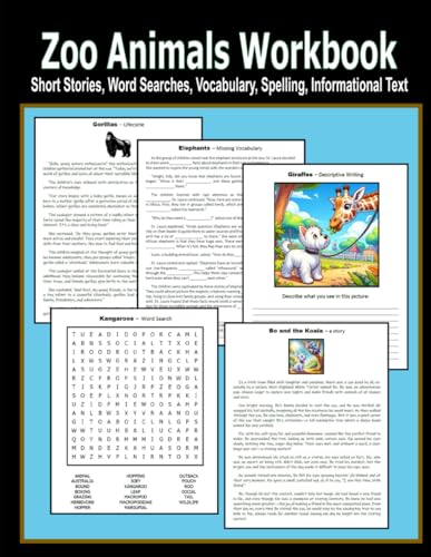 Zoo Animals Workbook - Short Stories, Word Searches, Vocabulary, Spelling, Informational Text von Independently published