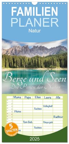 Familienplaner 2025 - Berge und Seen - Die Perlen der Natur mit 5 Spalten (Wandkalender, 21 cm x 45 cm), CALVENDO