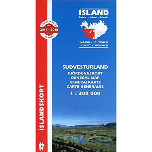 Straßenkarte Island Südwest 1:300 000: Sudvesturland, Fjördungskort. Mit Informationen und Farbfotos. (Maps of Iceland)