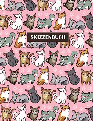 Skizzenbuch: Leeres Notizbuch zum Zeichnen, Schreiben, Malen oder Kritzeln für Kinder (süße Katzen)