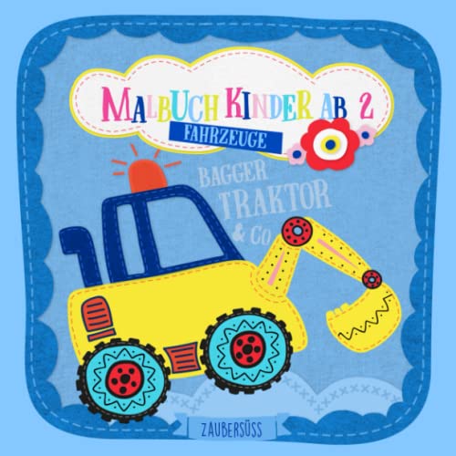 Malbuch Kinder ab 2: Fahrzeuge Kritzel-Malbuch zum ausmalen von Traktor, Bagger, Feuerwehr, Polizei, Flugzeugen, Autos, Booten und mehr