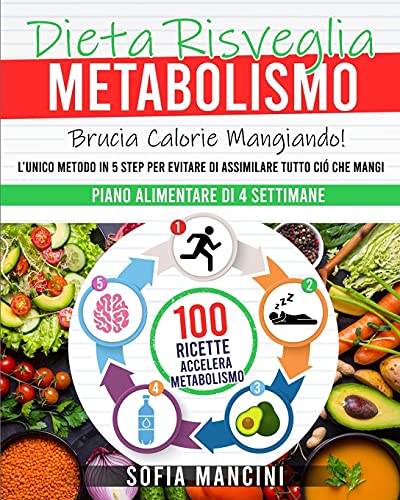 Dieta Risveglia Metabolismo: Brucia Calorie Mangiando! L'Unico Metodo in 5 Step per Evitare di Assimilare Tutto Ciò che Mangi. 100 Ricette Accelera Metabolismo + Piano Alimentare di 4 Settimane von Sofia Mancini