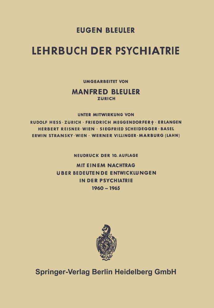 Lehrbuch der Psychiatrie von Springer Berlin Heidelberg