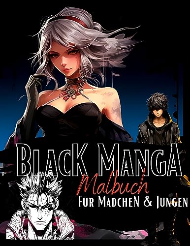 Black Manga Malbuch.: Cooles Schwarzes Mangamalbuch für Jungen & Mädchen. Tolle Anime Figuren auf schwarzem Hintergrund. Schwarzes Malbuch. Anime Malbuch. (Manga Nation) von tredition