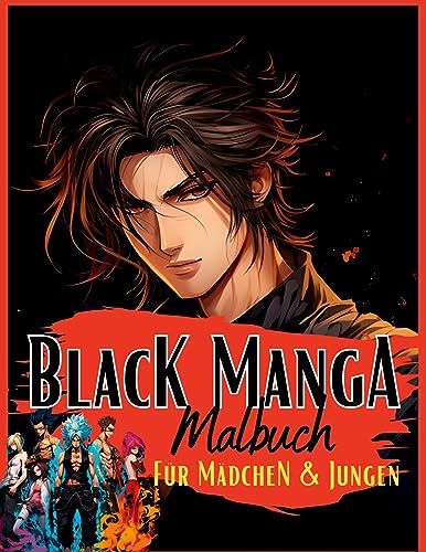 Black Manga Malbuch.: Für Mädchen & Jungen. Sehr cooles Schwarzes Mangamalbuch mit unterschiedlichen Anime Motiven auf schwarzem Hintergrund. Schwarzes Malbuch. Anime Malbuch. (Manga Nation)