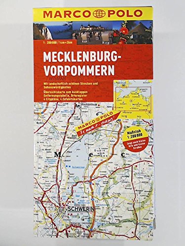 MARCO POLO Karte Mecklenburg-Vorpommern 1:200.000: Mit landschaftlich schönen Strecken und Sehenswürdigkeiten. Übersichtskarte zum Ausklappen, ... (MARCO POLO Karten 1:200.000)
