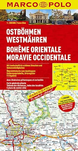 MARCO POLO Karten 1:200.000: MARCO POLO Karte Ostböhmen, Westmähren 1:200.000: Mit landschaftlich schönen Strecken und Sehenswürdigkeiten. ... Entfernungstabelle, Ortsregister, 5 Citypläne