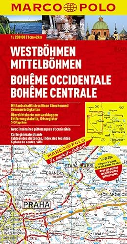 MARCO POLO Karten 1:200.000: MARCO POLO Karte Westböhmen, Mittelböhmen 1:200.000: Mit landschaftlich schönen Strecken und Sehenswürdigkeiten. ... Entfernungstabelle, Ortsregister, 5 Citypläne