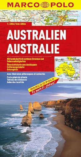 MARCO POLO Kontinentalkarte Australien 1:4 Mio.: Mit landschaftlich schönen Strecken und Sehenswürdigkeiten. Übersichtskarte zum Ausklappen, ... (MARCO POLO Kontinental /Länderkarten)