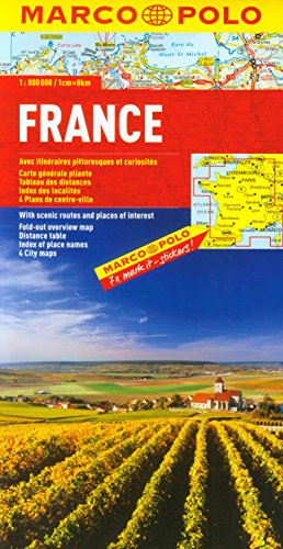 MARCO POLO Länderkarte Frankreich 1:800.000: Mit landschaftlich schönen Strecken und Sehenswürdigkeiten. Übersichtskarte zum Ausklappen, ... 4 Citypläne (MARCO POLO Länderkarten)