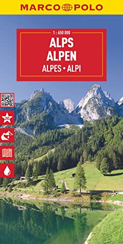 MARCO POLO Reisekarte Alpen 1:650.000: Straßenkarte und Autokarte mit sehenswerten Strecken, Highlights und digitaler Erweiterung (Marco Polo Maps)