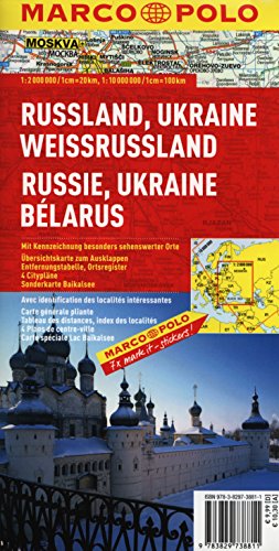 Russland/Ukraine/Weißrussland 1:2 Mio./1:10 Mio.: Mit Kennzeichnung besonders sehenswerter Orte. Übersichtskarte zum Ausklappen, Entfernungstabelle, ... Baikalsee (MARCO POLO Länderkarten)