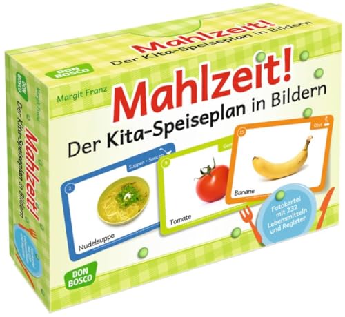 Mahlzeit! Der Kita-Speiseplan in Bildern: Fotokartei mit 232 Lebensmitteln, Register und Blankokarten zum Download. Mit Bildkarten Lebensmittel kennenlernen und den Wochenspeiseplan entdecken