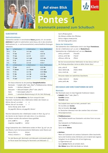 Pontes 1 - Auf einen Blick: Grammatik passend zum Schulbuch - Klappkarte (6 Seiten)