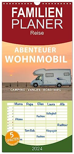 Familienplaner 2024 - Abenteuer Wohnmobil - Camping, Vanlife, Roadtrips mit 5 Spalten (Wandkalender, 21 cm x 45 cm) CALVENDO