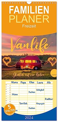 Familienplaner 2024 - Vanlife - Glücklich auf vier Rädern mit 5 Spalten (Wandkalender, 21 cm x 45 cm) CALVENDO
