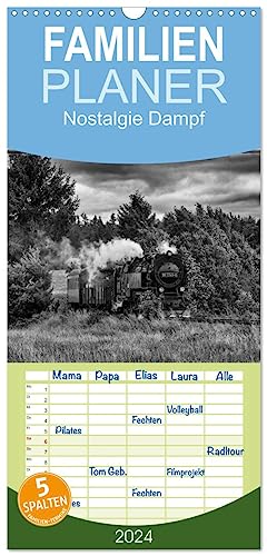 Familienplaner 2024 - Nostalgie Dampf mit 5 Spalten (Wandkalender, 21 cm x 45 cm) CALVENDO
